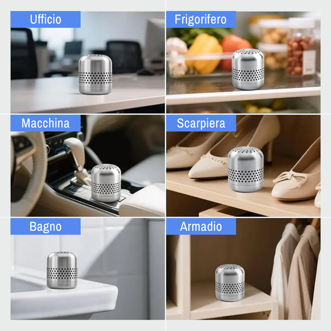 Ayyro | Atmos Purificatore d’aria naturale | Elimina il 99% di odori e batteri per Frigo, Auto, Armadi, Scarpiere, Animali | Utilizzabile 10 anni.